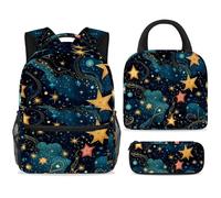 ewndhtse School Backpack Set with Lunch Bag Pencil Case, 3 Pcs School Book Bags Set Travel Backpack Casual Daypack for Teens Girls Boys Primary Junior Middle - Art Constellation Milky Way
