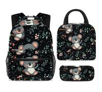 ewndhtse School Backpack Set with Lunch Bag Pencil Case, 3 Pcs School Book Bags Set Travel Backpack Casual Daypack for Teens Girls Boys Primary Junior Middle - Koala and Leaves