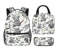 ewndhtse School Backpack Set with Lunch Bag Pencil Case, 3 Pcs School Book Bags Set Travel Backpack Casual Daypack for Teens Girls Boys Primary Junior Middle - Cute Koala