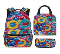 ewndhtse School Backpack Set with Lunch Bag Pencil Case, 3 Pcs School Book Bags Set Travel Backpack Casual Daypack for Teens Girls Boys Primary Junior Middle - Swimming Circle