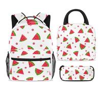 ewndhtse School Backpack Set with Lunch Bag Pencil Case, 3 Pcs School Book Bags Set Travel Backpack Casual Daypack for Teens Girls Boys Primary Junior Middle - Watermelon