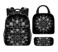 ewndhtse School Backpack Set with Lunch Bag Pencil Case, 3 Pcs School Book Bags Set Travel Backpack Casual Daypack for Teens Girls Boys Primary Junior Middle - Mandala