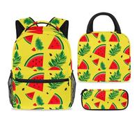 ewndhtse School Backpack Set with Lunch Bag Pencil Case, 3 Pcs School Book Bags Set Travel Backpack Casual Daypack for Teens Girls Boys Primary Junior Middle - Watermelon