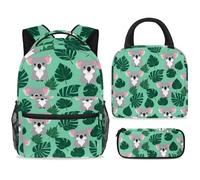 ewndhtse School Backpack Set with Lunch Bag Pencil Case, 3 Pcs School Book Bags Set Travel Backpack Casual Daypack for Teens Girls Boys Primary Junior Middle - Cute Koala