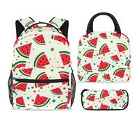 ewndhtse School Backpack Set with Lunch Bag Pencil Case, 3 Pcs School Book Bags Set Travel Backpack Casual Daypack for Teens Girls Boys Primary Junior Middle - Watermelon