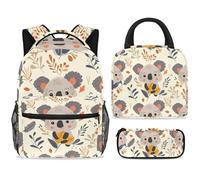 ewndhtse School Backpack Set with Lunch Bag Pencil Case, 3 Pcs School Book Bags Set Travel Backpack Casual Daypack for Teens Girls Boys Primary Junior Middle - Cute Koala