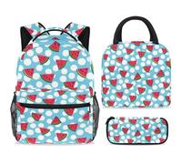 ewndhtse School Backpack Set with Lunch Bag Pencil Case, 3 Pcs School Book Bags Set Travel Backpack Casual Daypack for Teens Girls Boys Primary Junior Middle - Watermelon