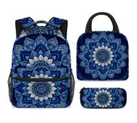 ewndhtse School Backpack Set with Lunch Bag Pencil Case, 3 Pcs School Book Bags Set Travel Backpack Casual Daypack for Teens Girls Boys Primary Junior Middle - Mandala