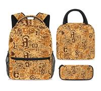 ewndhtse School Backpack Set with Lunch Bag Pencil Case, 3 Pcs School Book Bags Set Travel Backpack Casual Daypack for Teens Girls Boys Primary Junior Middle - Letters Numbers