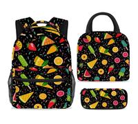 ewndhtse School Backpack Set with Lunch Bag Pencil Case, 3 Pcs School Book Bags Set Travel Backpack Casual Daypack for Teens Girls Boys Primary Junior Middle - Summer Ice Cream Watermelon