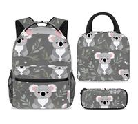 ewndhtse School Backpack Set with Lunch Bag Pencil Case, 3 Pcs School Book Bags Set Travel Backpack Casual Daypack for Teens Girls Boys Primary Junior Middle - Cute Koala