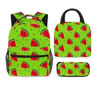 ewndhtse School Backpack Set with Lunch Bag Pencil Case, 3 Pcs School Book Bags Set Travel Backpack Casual Daypack for Teens Girls Boys Primary Junior Middle - Watermelon