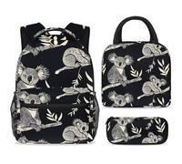 ewndhtse School Backpack Set with Lunch Bag Pencil Case, 3 Pcs School Book Bags Set Travel Backpack Casual Daypack for Teens Girls Boys Primary Junior Middle - Grey Koala