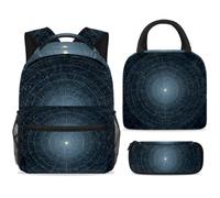 ewndhtse School Backpack Set with Lunch Bag Pencil Case, 3 Pcs School Book Bags Set Travel Backpack Casual Daypack for Teens Girls Boys Primary Junior Middle - Starry Sky