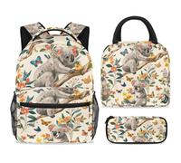 ewndhtse School Backpack Set with Lunch Bag Pencil Case, 3 Pcs School Book Bags Set Travel Backpack Casual Daypack for Teens Girls Boys Primary Junior Middle - Cute Koala
