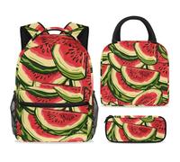 ewndhtse School Backpack Set with Lunch Bag Pencil Case, 3 Pcs School Book Bags Set Travel Backpack Casual Daypack for Teens Girls Boys Primary Junior Middle - Red Watermelon