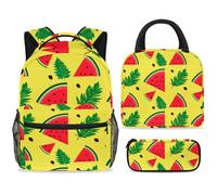 ewndhtse School Backpack Set with Lunch Bag Pencil Case, 3 Pcs School Book Bags Set Travel Backpack Casual Daypack for Teens Girls Boys Primary Junior Middle - Watermelon