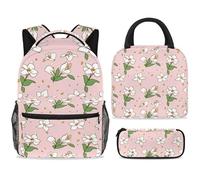 ewndhtse School Backpack Set with Lunch Bag Pencil Case, 3 Pcs School Book Bags Set Travel Backpack Casual Daypack for Teens Girls Boys Primary Junior Middle - Lily Beautiful