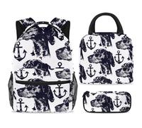 ewndhtse School Backpack Set with Lunch Bag Pencil Case, 3 Pcs School Book Bags Set Travel Backpack Casual Daypack for Teens Girls Boys Primary Junior Middle - Dogs Anchor