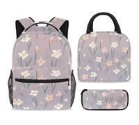 ewndhtse School Backpack Set with Lunch Bag Pencil Case, 3 Pcs School Book Bags Set Travel Backpack Casual Daypack for Teens Girls Boys Primary Junior Middle - Lily Purple