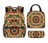ewndhtse School Backpack Set with Lunch Bag Pencil Case, 3 Pcs School Bookbags Set Travel Rucksack Casual Daypack for Teens Girls Boys Primary Junior Middle - Bohemia Mandala