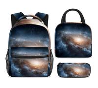 ewndhtse School Backpack Set with Lunch Bag Pencil Case, 3 Pcs School Bookbags Set Travel Rucksack Casual Daypack for Teens Girls Boys Primary Junior Middle - Spiral Galaxy