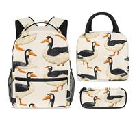 ewndhtse School Backpack Set with Lunch Bag Pencil Case, 3 Pcs School Bookbags Set Travel Rucksack Casual Daypack for Teens Girls Boys Primary Junior Middle - Indian Runner Ducks