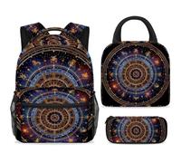 ewndhtse School Backpack Set with Lunch Bag Pencil Case, 3 Pcs School Bookbags Set Travel Rucksack Casual Daypack for Teens Girls Boys Primary Junior Middle - Zodiac on Starry Circle