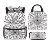ewndhtse School Backpack Set with Lunch Bag Pencil Case, 3 Pcs School Bookbags Set Travel Rucksack Casual Daypack for Teens Girls Boys Primary Junior Middle - Spider Web