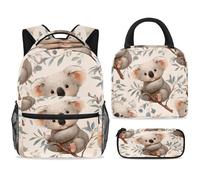 ewndhtse School Backpack Set with Lunch Bag Pencil Case, 3 Pcs School Bookbags Set Travel Rucksack Casual Daypack for Teens Girls Boys Primary Junior Middle - Cute Koala Sits on Branch