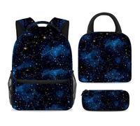 ewndhtse School Backpack Set with Lunch Bag Pencil Case, 3 Pcs School Bookbags Set Travel Rucksack Casual Daypack for Teens Girls Boys Primary Junior Middle - Night Starry Sky Constellation