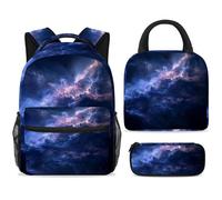 ewndhtse School Backpack Set with Lunch Bag Pencil Case, 3 Pcs School Bookbags Set Travel Rucksack Casual Daypack for Teens Girls Boys Primary Junior Middle - Space Galaxy Nebula Starry