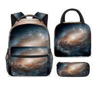 ewndhtse School Backpack Set with Lunch Bag Pencil Case, 3 Pcs School Bookbags Set Travel Rucksack Casual Daypack for Teens Girls Boys Primary Junior Middle - Universe Spiral