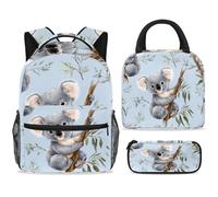 ewndhtse School Backpack Set with Lunch Bag Pencil Case, 3 Pcs School Bookbags Set Travel Rucksack Casual Daypack for Teens Girls Boys Primary Junior Middle - Koala on Tree Branch