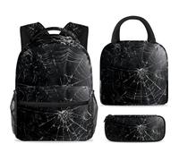 ewndhtse School Backpack Set with Lunch Bag Pencil Case, 3 Pcs School Bookbags Set Travel Rucksack Casual Daypack for Teens Girls Boys Primary Junior Middle - Spider Web