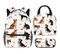 ewndhtse School Backpack Set with Lunch Bag Pencil Case, 3 Pcs School Bookbags Set Travel Rucksack Casual Daypack for Teens Girls Boys Primary Junior Middle - Happy Dogs and Pawprints