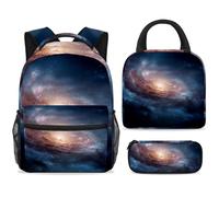 ewndhtse School Backpack Set with Lunch Bag Pencil Case, 3 Pcs School Bookbags Set Travel Rucksack Casual Daypack for Teens Girls Boys Primary Junior Middle - Spiral Nebular Galaxy