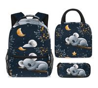 ewndhtse School Backpack Set with Lunch Bag Pencil Case, 3 Pcs School Bookbags Set Travel Rucksack Casual Daypack for Teens Girls Boys Primary Junior Middle - Koala Baby Sleeping on Branch
