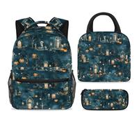 ewndhtse School Backpack Set with Lunch Bag Pencil Case, 3 Pcs School Bookbags Set Travel Rucksack Casual Daypack for Teens Girls Boys Primary Junior Middle - Halloween Graveyard Dead Tree