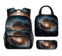 ewndhtse School Backpack Set with Lunch Bag Pencil Case, 3 Pcs School Bookbags Set Travel Rucksack Casual Daypack for Teens Girls Boys Primary Junior Middle - Spiral Galaxy Universe