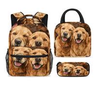 ewndhtse School Backpack Set with Lunch Bag Pencil Case, 3 Pcs School Bookbags Set Travel Rucksack Casual Daypack for Teens Girls Boys Primary Junior Middle - Watercolor Labrador Dogs