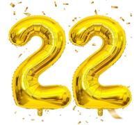 EWODEIEW Balloon Numbers 22 Gold, 40 Inch Balloon 22 Gold Number Balloon 22 Helium Balloon Foil Balloon 22nd Birthday Decoration for Men Women 22nd Birthday Party Anniversary