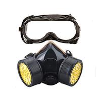 Ewolee Anti-Dust Mask, Industrial Chemical Respirator Protection, Full Gas Mask Against Pollution, Respiratory Protection Mask with Two Valves Glasses Set, Black