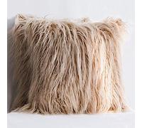Ewolee Cushion Cover, 2 Pcs Faux Fur Cushion Covers Throw Pillow Cover Fluffy Soft Decorative Pillow Cases Plush Case For Livingroom Sofa Bedroom Car (Brown, 18 x 18in / 45 x 45cm)