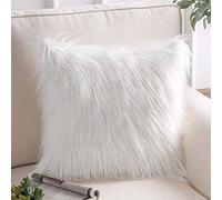 Ewolee Decorative Pillow Cover, 2 Pcs Faux Fur Pillow Cover Cushion Covers 18 x 18in Soft Throw Pillow Case for Home Office Car Bed Sofa Couch(White)