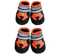 Ewolee Dog Boots for Injured Paws Waterproof, Set of 4 Dog Shoes Dog Walking Boots with Adjustable Reflective Straps and Anti Slip Sole for Small Medium Large Dogs (Orange, S)