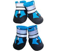 Ewolee Dog Boots for Injured Paws Waterproof, Set of 4 Dog Shoes Dog Walking Boots with Adjustable Reflective Straps and Anti Slip Sole for Small Medium Large Dogs (Blue, XXL)