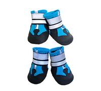 Ewolee Dog Shoes, Dog Protective Boot, Set of 4 Boots for Dogs Paws, Waterproof Dog Shoes with Adjustable Reflective Straps and Anti Slip Sole for Small Medium Large Dogs (Blue, L)