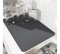 Ewolee Draining Mat, Super Absorbent Dish Drying Mat, Quick Dry Nanofiber Diatomaceous Earth Kitchen Sink Mat, Anti-Slip Drainer Mat for Kitchen Counter 30 x 40cm(Grey)