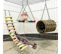 Ewolee Hamster Toys - 3 Pack Hanging Ladder Hammock Swing for Small Animals - Rat, Hamster, Gerbil, Degu, Guinea Pig, Squirrel, Ferret, Parrot